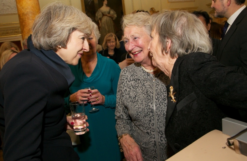 Carol Jopling, Dadie Oughtred and Pauline Greenwood enjoy a joke with the PM
